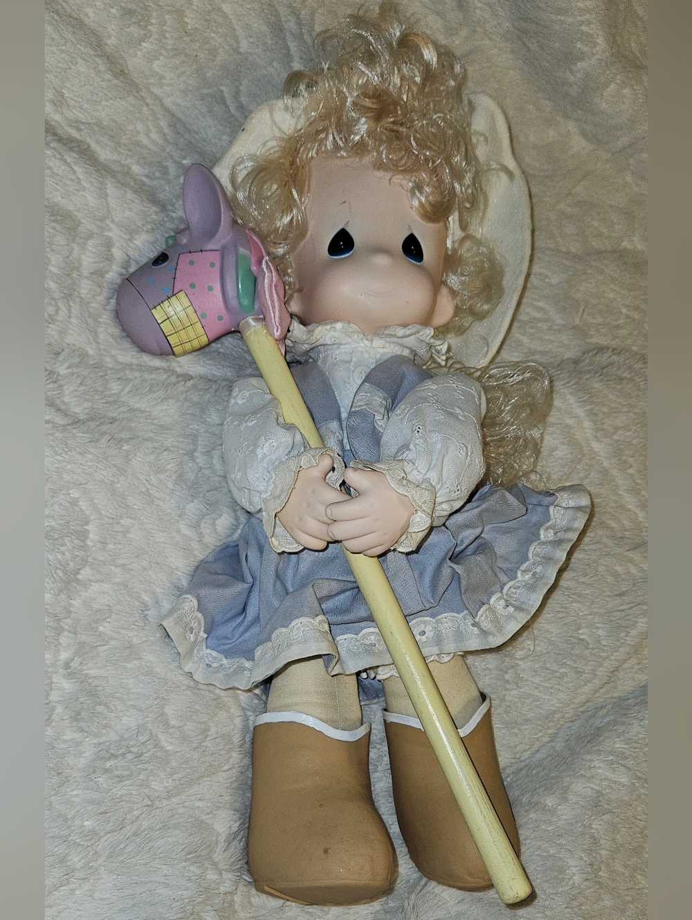 Precious Moments Cowgirl Doll with Pink & Purple Hobby Horse